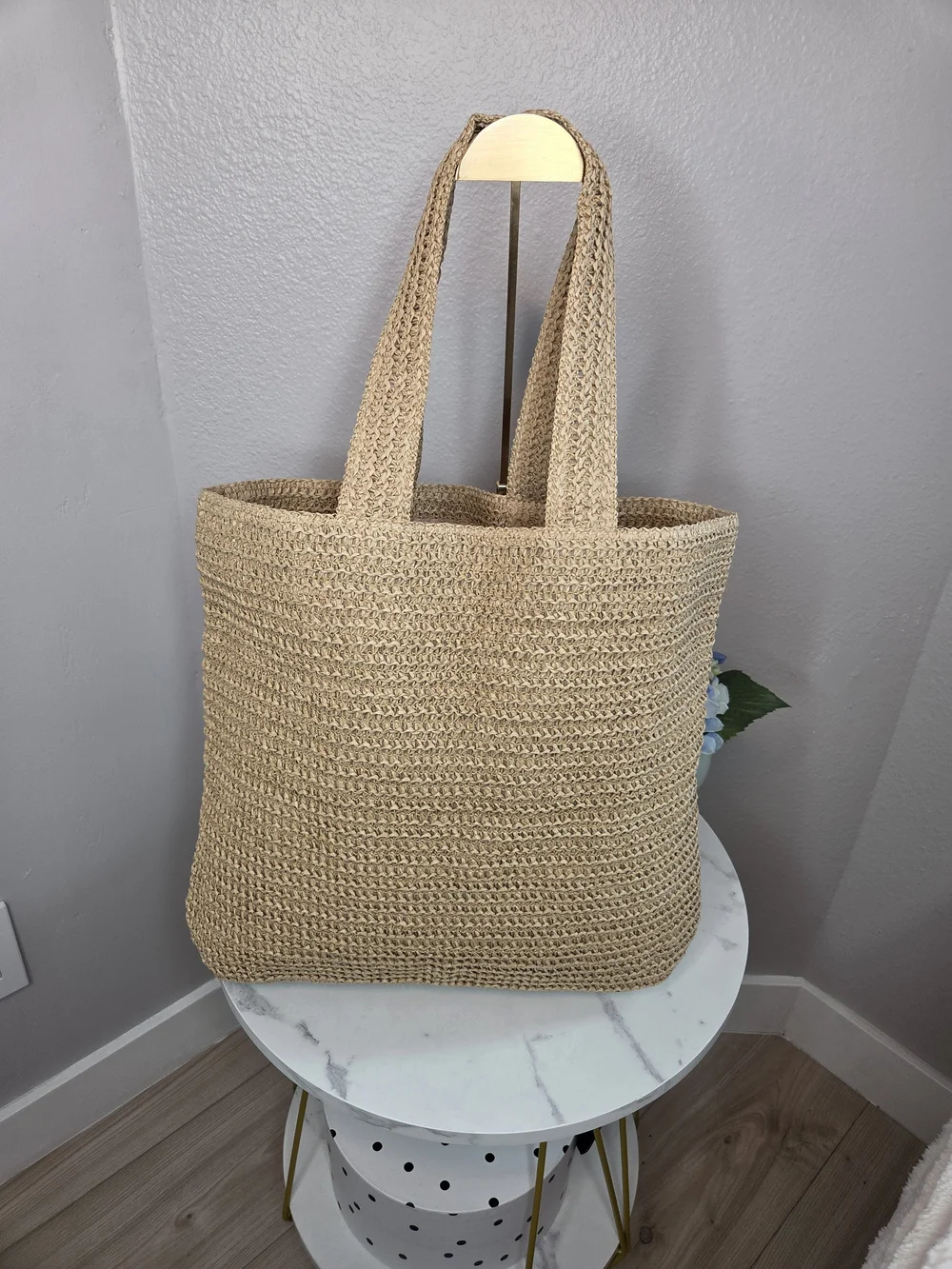 Dior VIP Beauty Gift Woven Straw Raffia Tote Bag Beige Gold